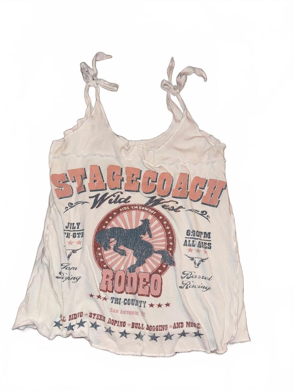 Torrid Festi Stagecoach Rodeo Graphic Tie Strap Tank Top Size 2